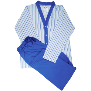 0367 Pijama Aberto Listrado com Calça Azul 12